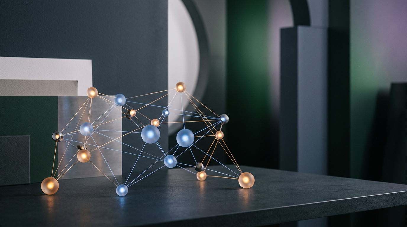 Minimalist schematic showing data routing nodes and glowing interconnected pipelines