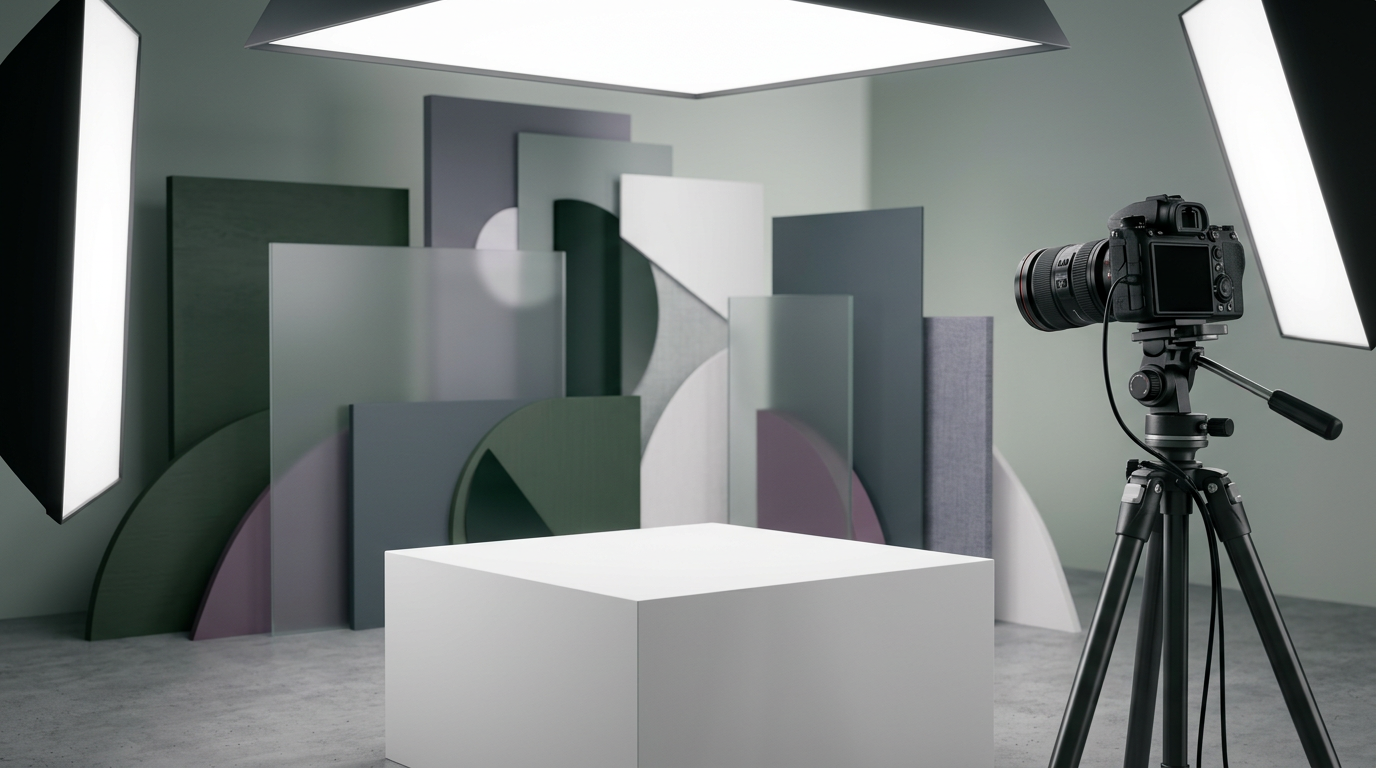 Abstract studio setup with AI elements