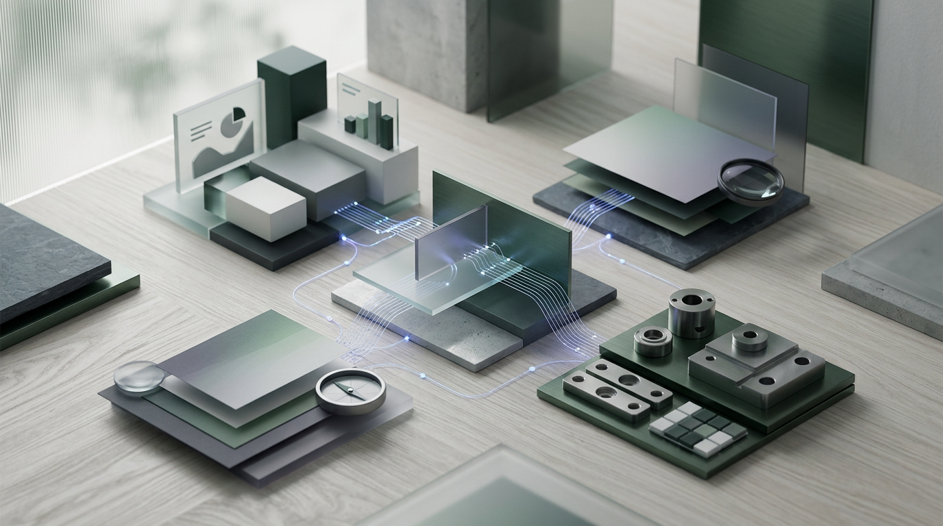 Abstract visual showing interconnected business functions powered by AI.