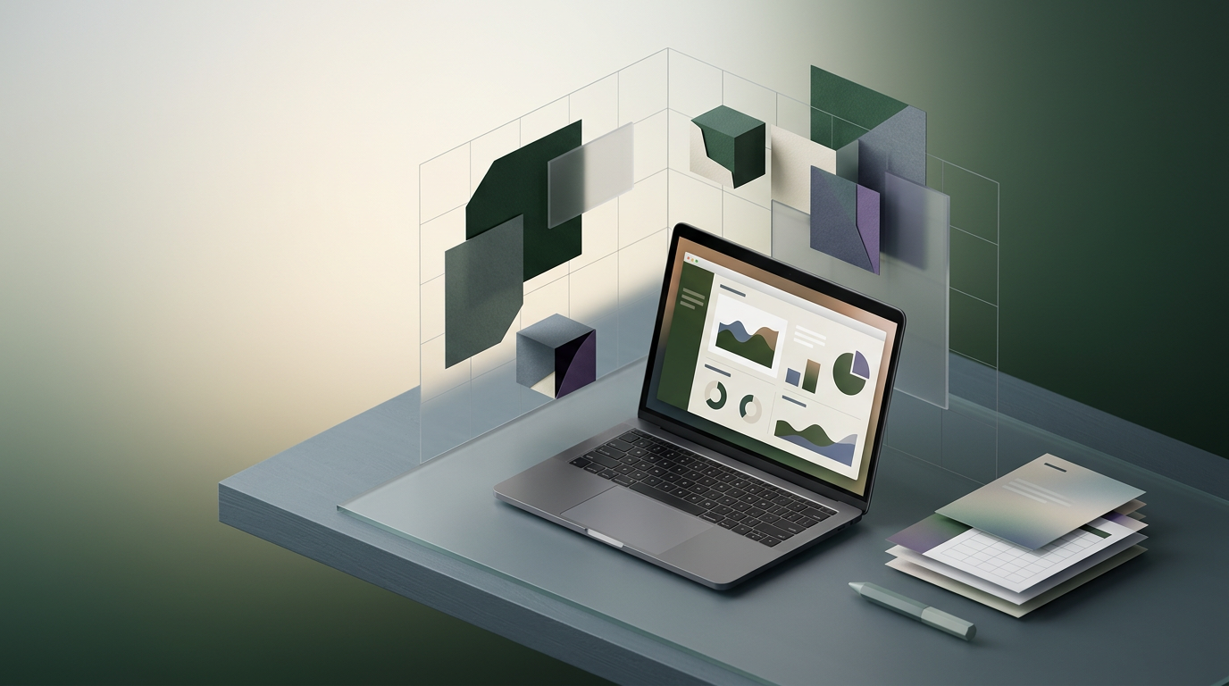 Laptop screen showing an AI generated presentation draft