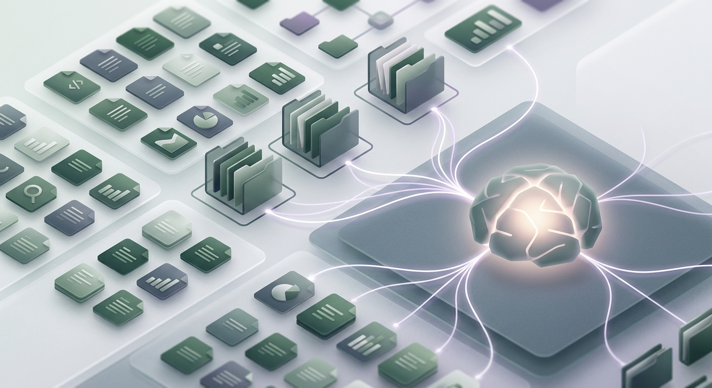 Digital library connecting to an AI core