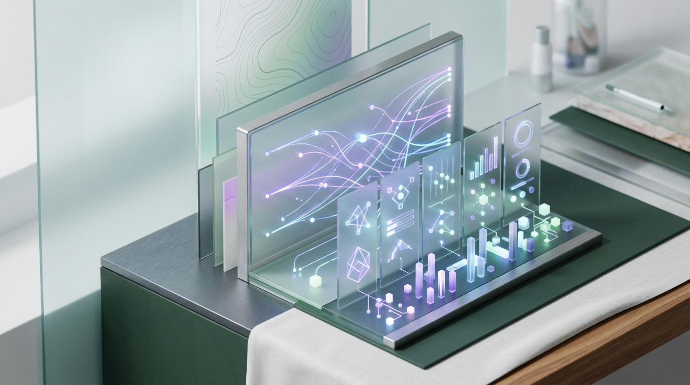 Abstract representation of data being summarized and distilled by AI