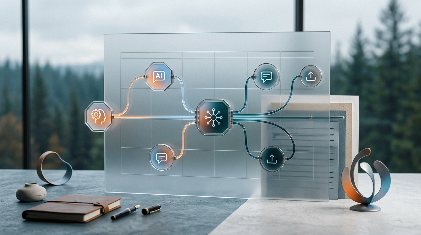 Workflow automation illustration for AI social media integration