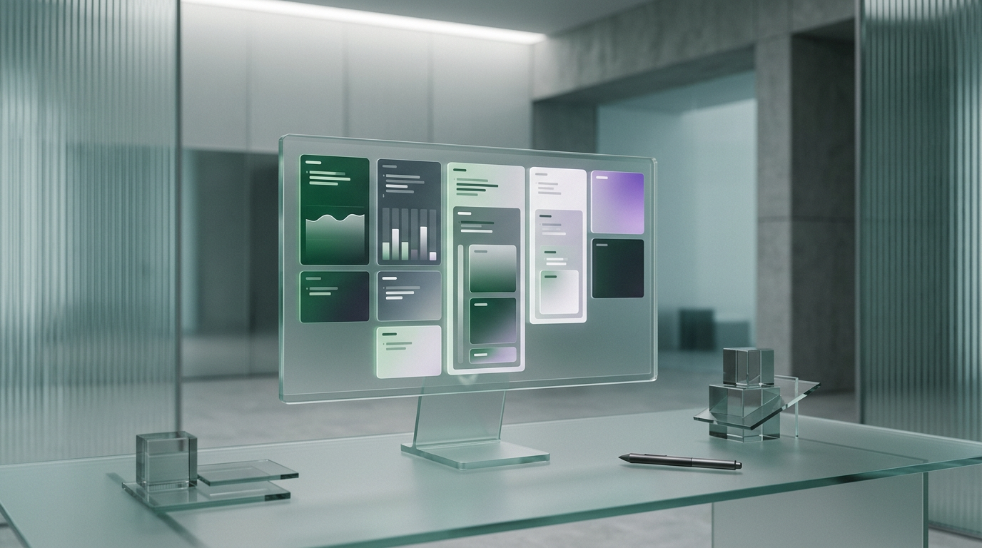 Futuristic digital terminal screen displaying clean code structures and documentation blocks