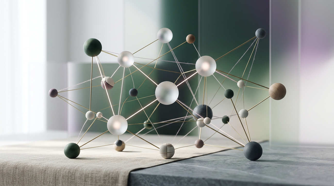 An abstract visual of interconnected nodes and lines, symbolizing a content linking structure.
