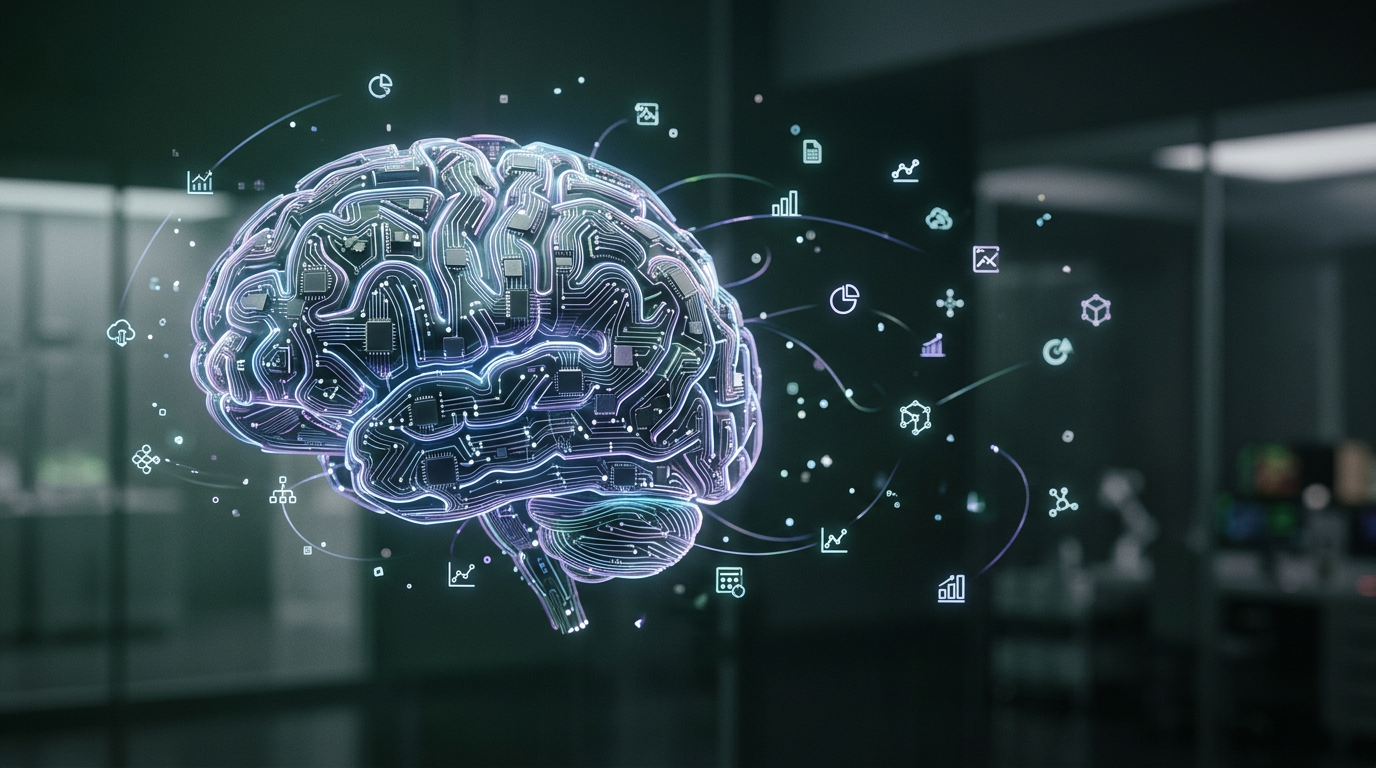 Stylized brain representing AI powered decision making