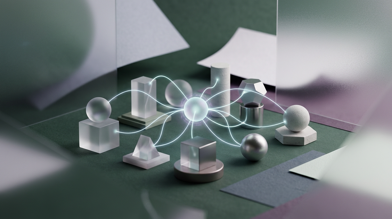Abstract representation of data integration and automated workflows.
