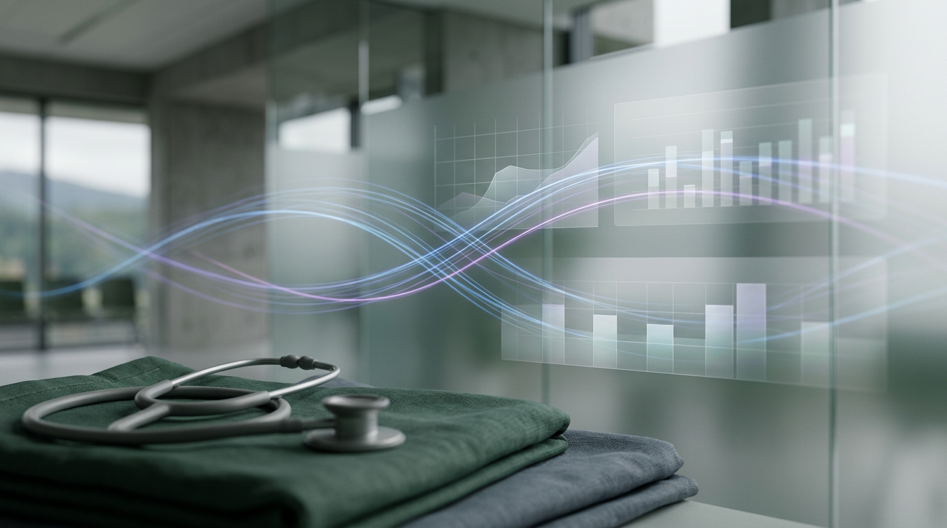 Abstract visualization of data synthesis and information flow