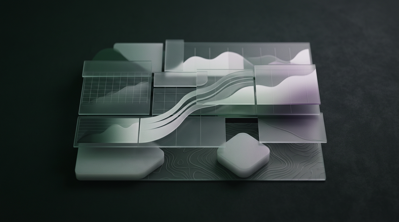 Abstract data visualization showing analytics for chatbot performance.