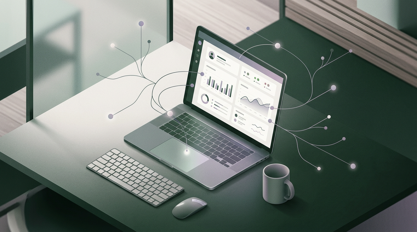 Laptop displaying AI lead generation data