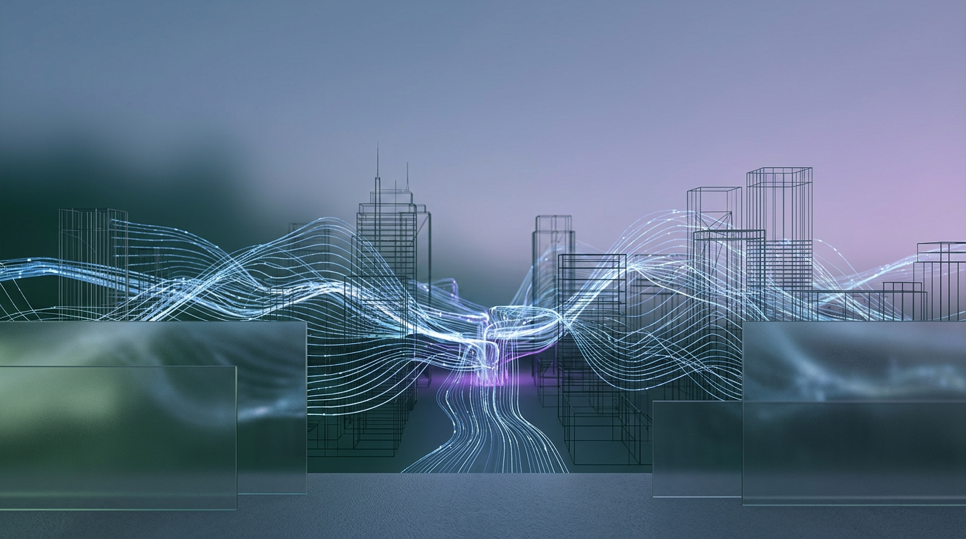 Abstract digital cityscape representing data analysis