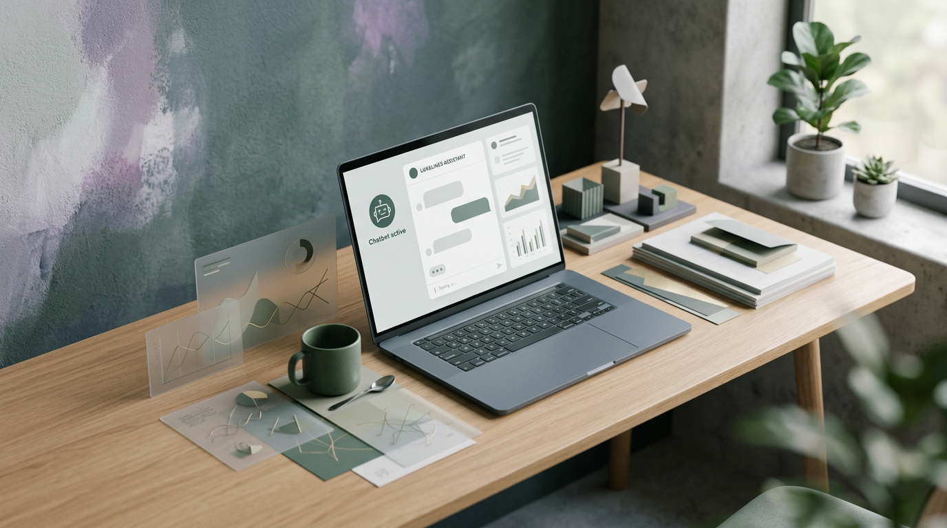 Laptop showing chatbot interface with data visualizations